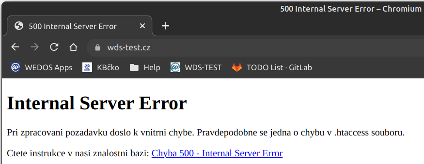 Stránka s Chybou 500: Service temporarily unavailable