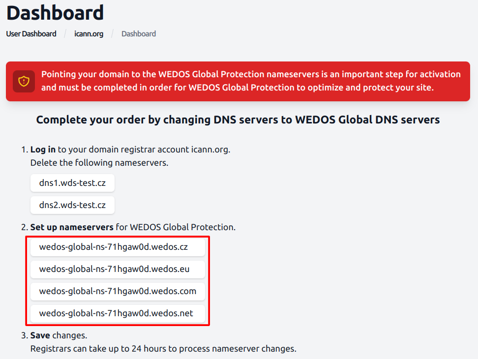 List of WEDOS Global nameservers